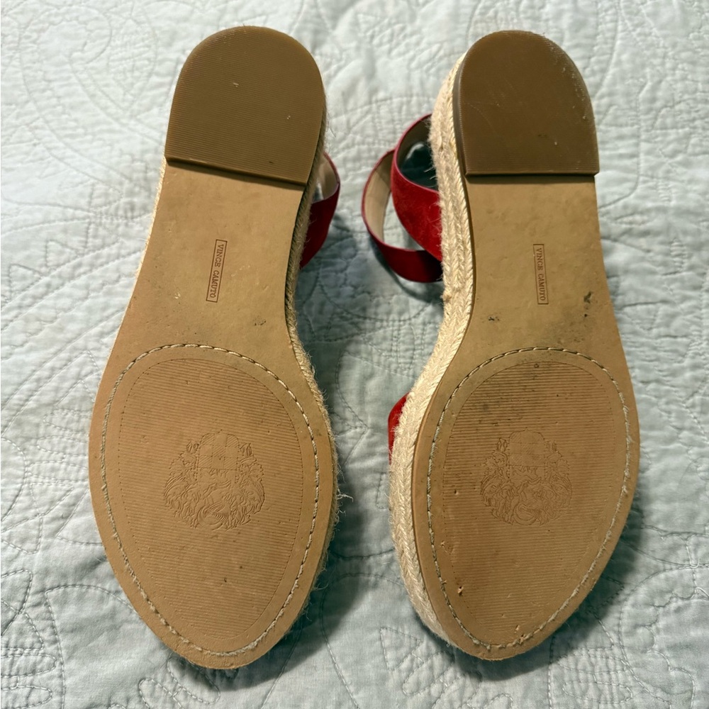 Vince Camuto Red Suede Espadrille Sandals 9M - Picture 5 of 6